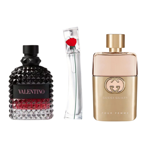Sada 3 parfémů perfumes 3 Gucci Guilt, Valentini Intense, Flower Kenzo 100ml