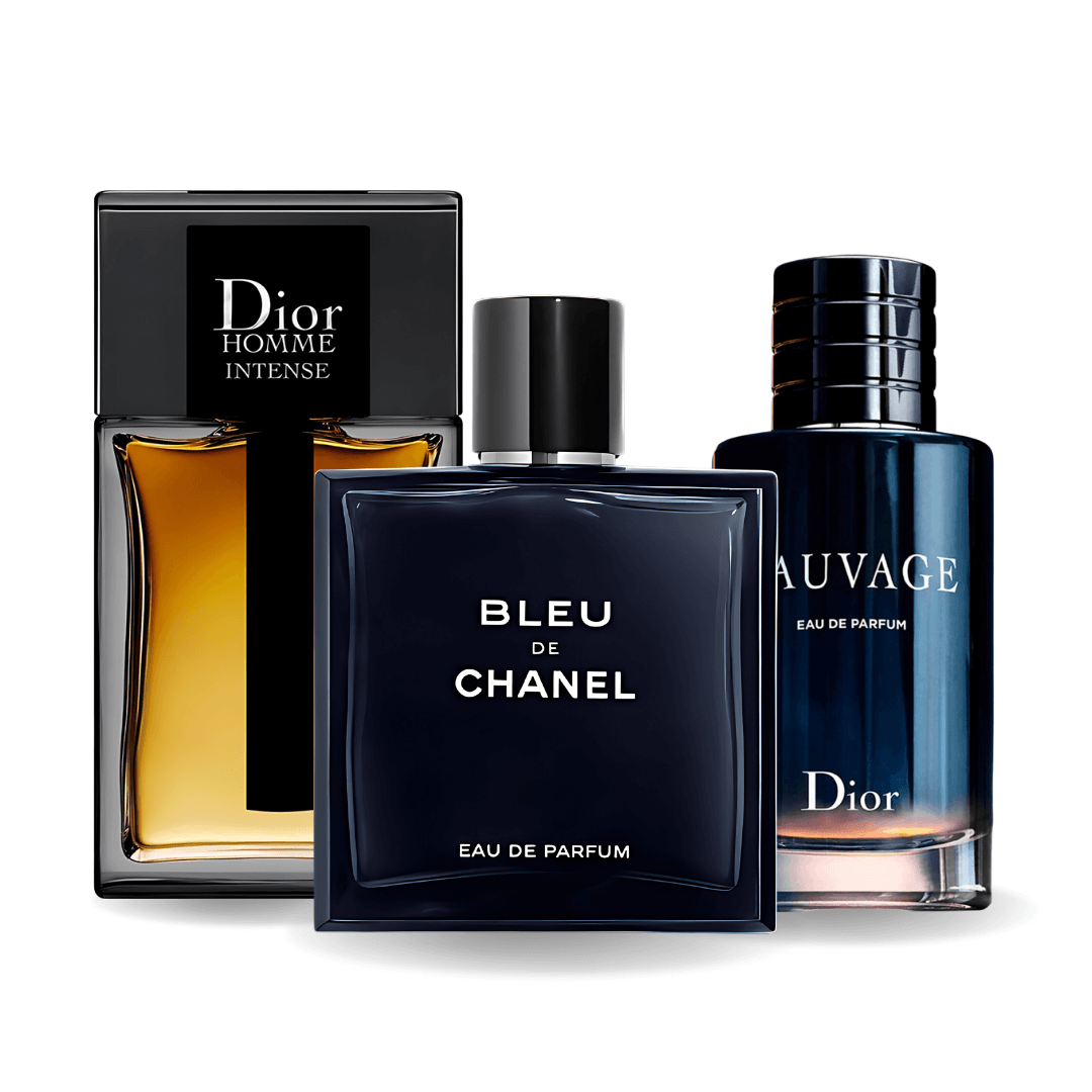 Sada 3 parfémů perfumes Sauvage Dior, Bleu de Chanel, Dior Homme Intense 100ml