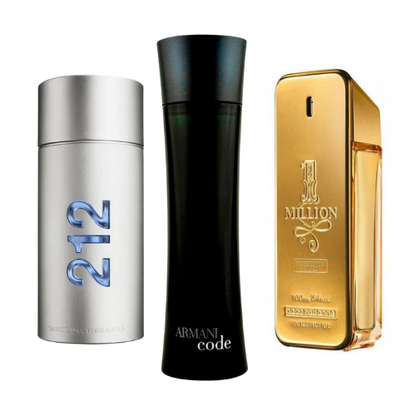 Sada 3 parfémů perfumes 212 Men NYC, Paco Rabanne One Million, Armani Code Homme 100ml